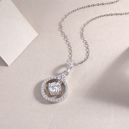 1 Carat Moissanite Platinum-Plated Pendant Necklace | 925 Sterling Silver | GRA Certified