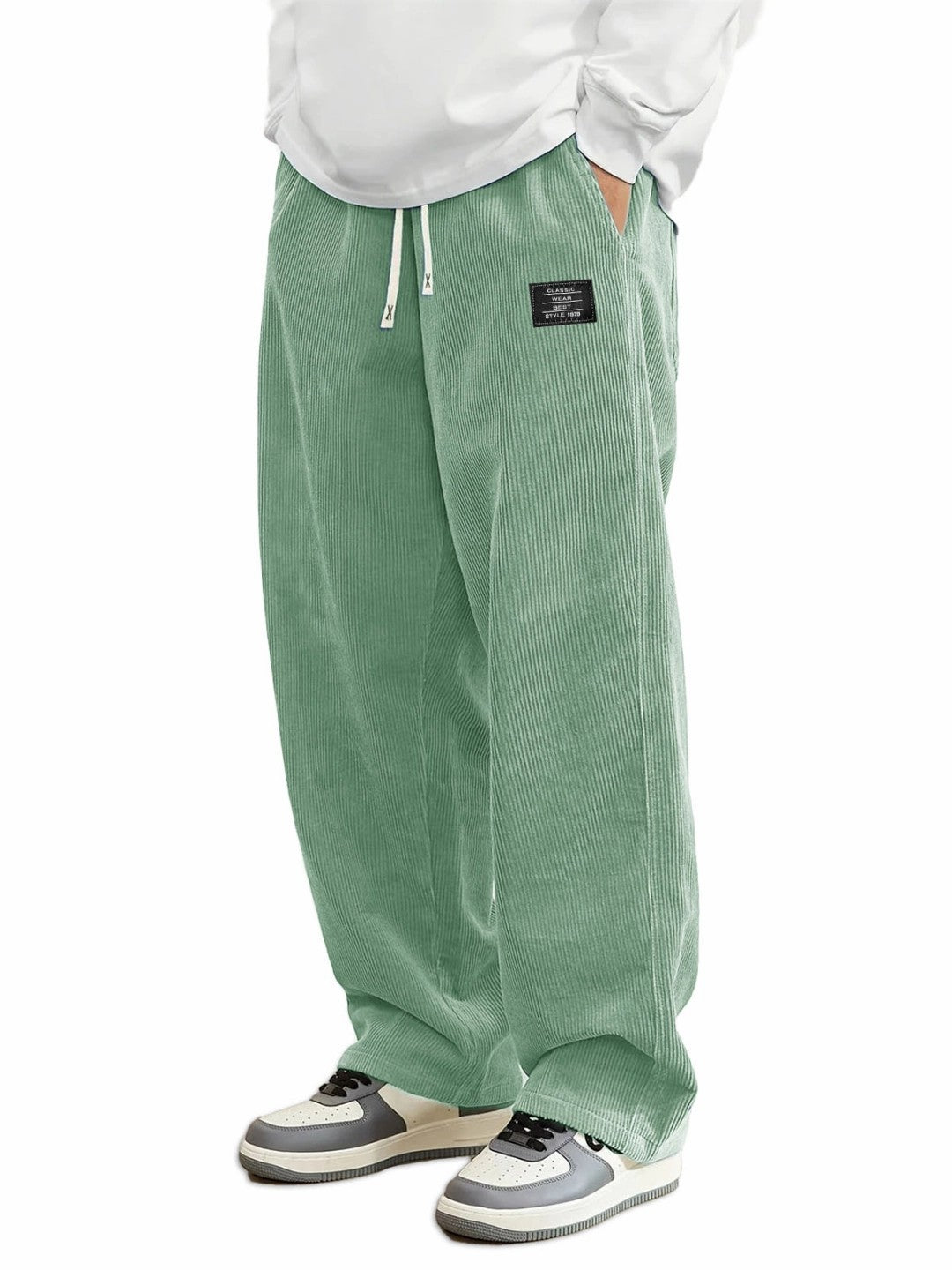 Men's Corduroy Straight-Leg Trousers with Belt | 10 Colours S-5XL