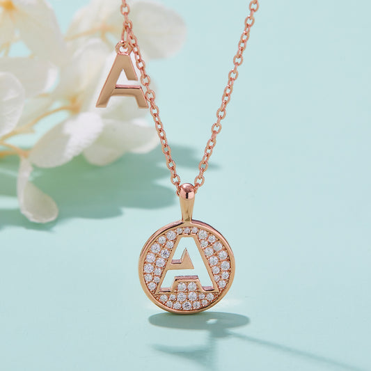 S925 Silver Moissanite Letter A Necklace | GRA Certified