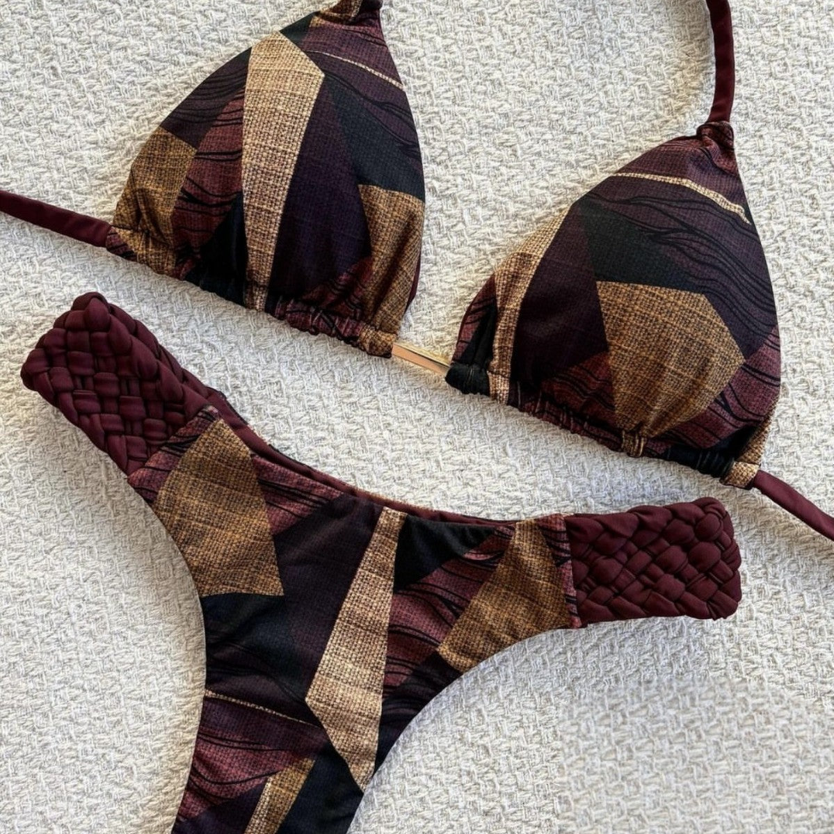 Women's Braided Rope Detail Bikini | Two-Piece Nylon Swimsuit | S–L