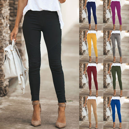 Women's Low-Rise Slim-Fit Cotton Stretch Trousers | 10 Colours | S-5XL