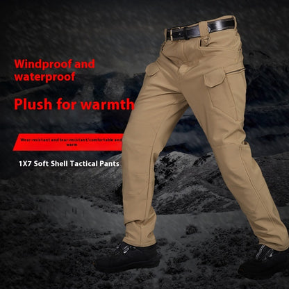 Men's Fleece-Lined Tactical Soft Shell Trousers | Waterproof Winter Pants
