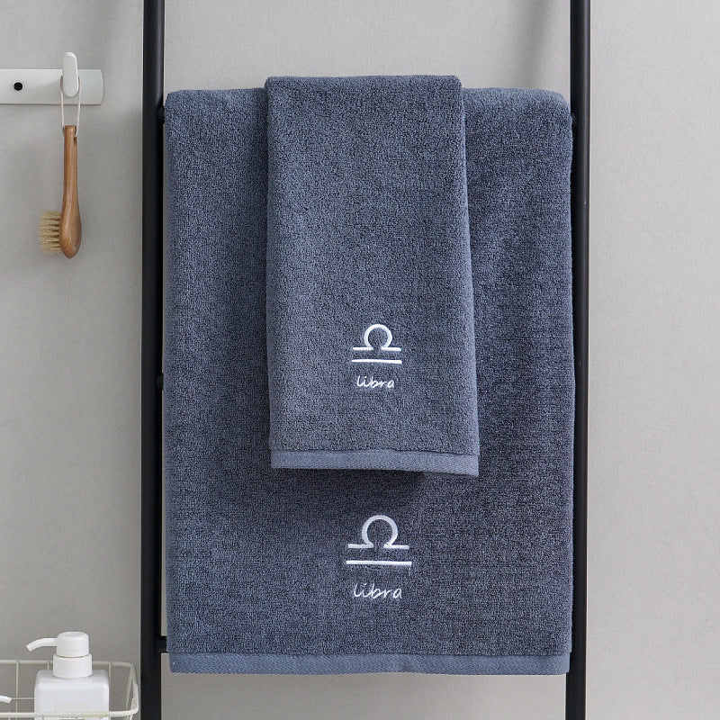 Zodiac Constellation Embroidered Cotton Towel