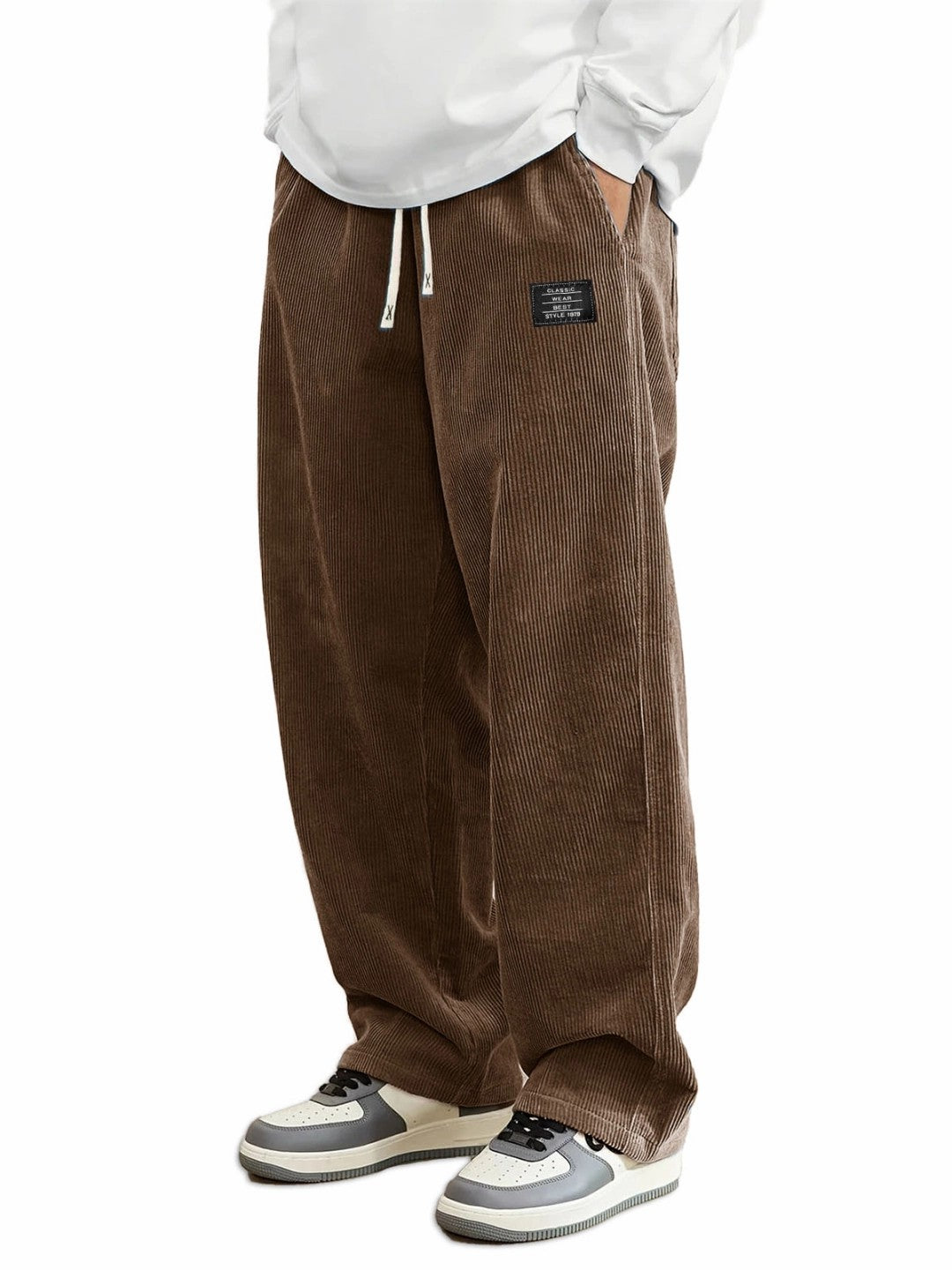 Men's Corduroy Straight-Leg Trousers with Belt | 10 Colours S-5XL