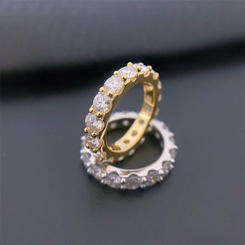 Stylish Fashion Brand Ring Inlaid With A Single Row Of 4mm Zirconias