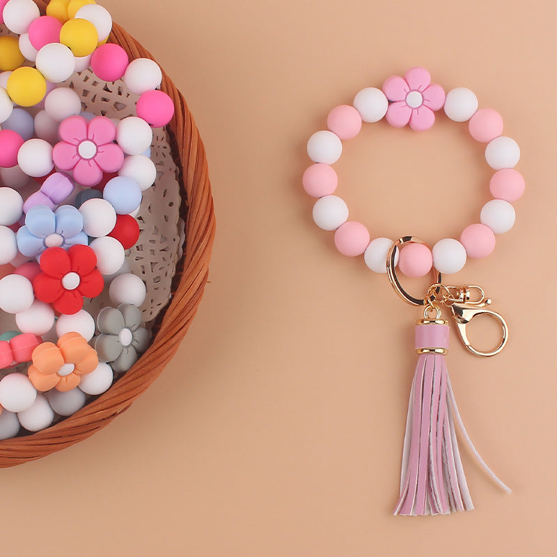 Silicone Flower Bracelet Keychain | 10 Colours