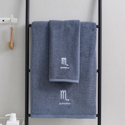 Zodiac Constellation Embroidered Cotton Towel