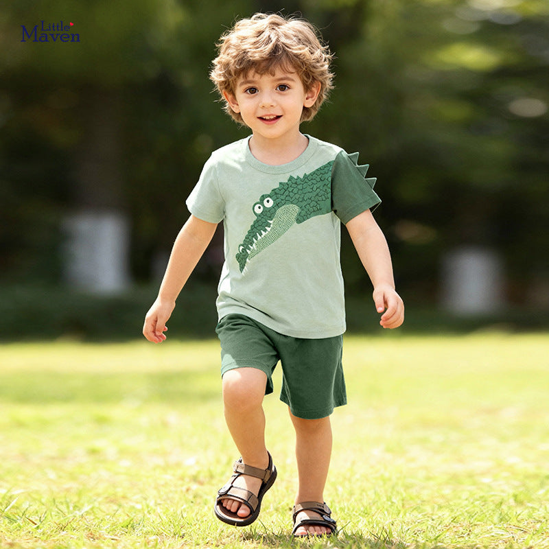 Children's Cotton Cartoon T-Shirt and Shorts Set