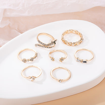 Women's Hollow Moon Snake-Shaped Ring Set