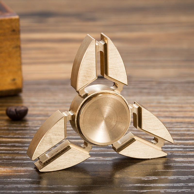 Triangular Brass Fingertip Spinning Top Decompression Toy