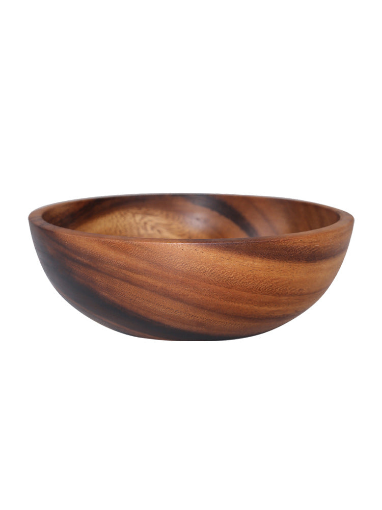 Handmade Wooden Bowl — Japanese Style Overglaze Wood Bowl for Salad, Fruit & Serving