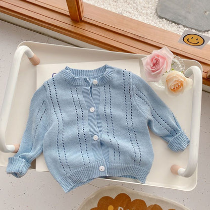 Kids Solid Knit Sweater Coat – Cotton Outerwear for Babies & Toddlers