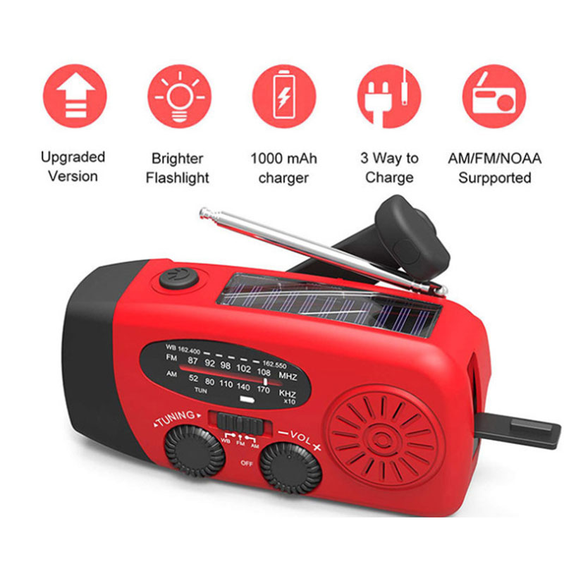 4-in-1 Emergency Solar Hand Crank Radio, Flashlight & USB Charger