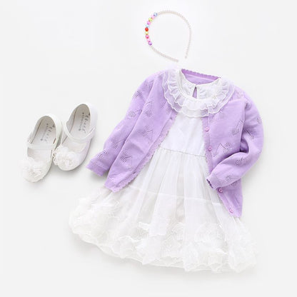 Girls' Knit Cardigan | Soft Diagonal-Tie Children's Knitwear