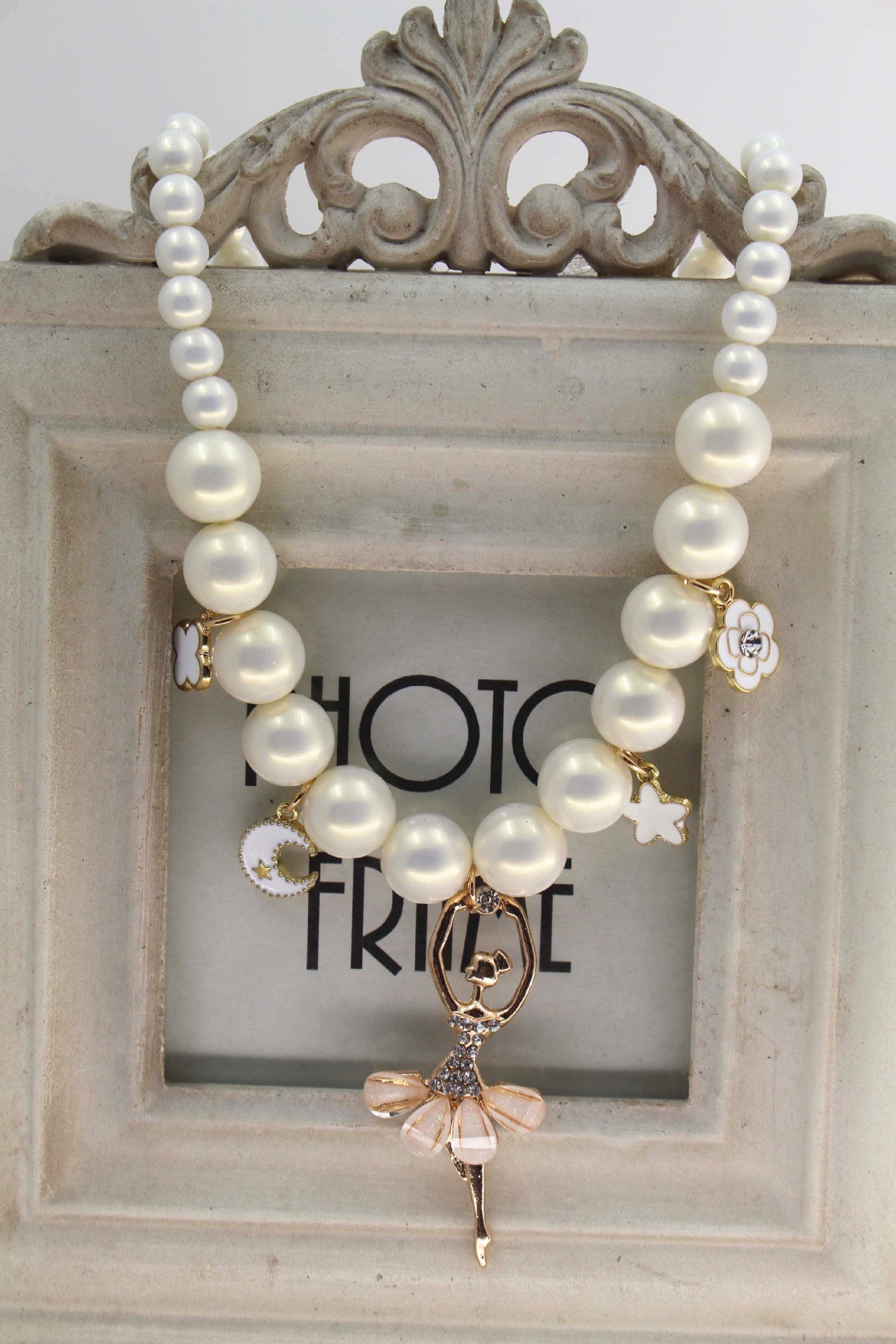Girls' Pearl Necklace – Symphony Finish Children's Jewellery, Pink & White