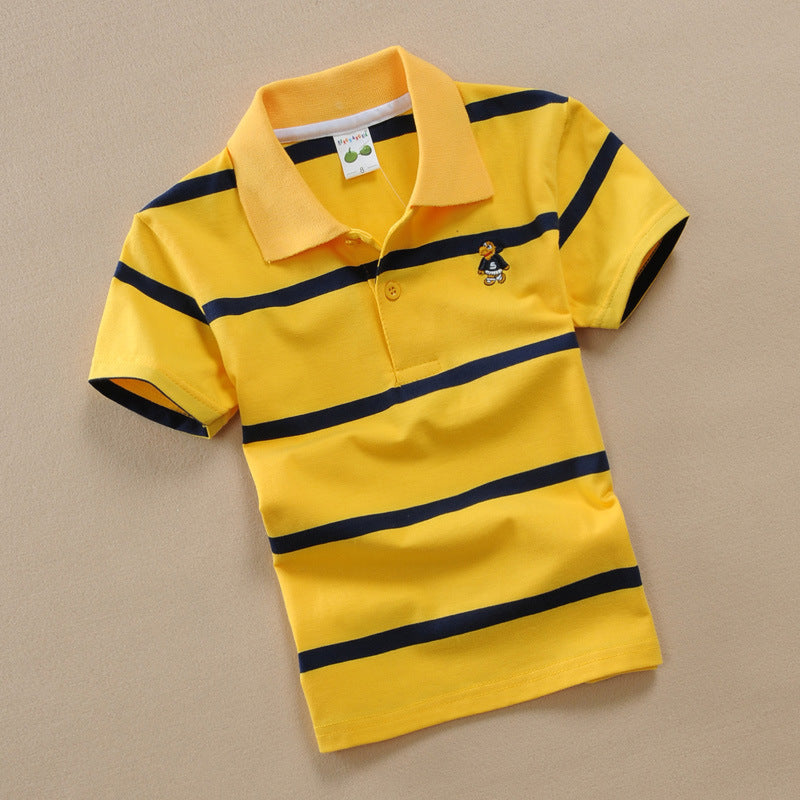 Children's Short Sleeve Striped Cotton Polo T-Shirt | 8 Colours | Ages 2-13