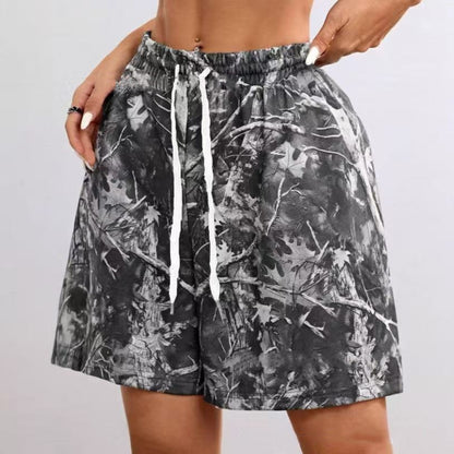 Women's Loose Casual Drawstring Camouflage Print Shorts