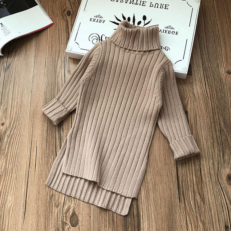 Girls Split-Hem Knit Sweater – Soft Cotton Kids Pullover
