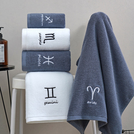 Zodiac Constellation Embroidered Cotton Towel
