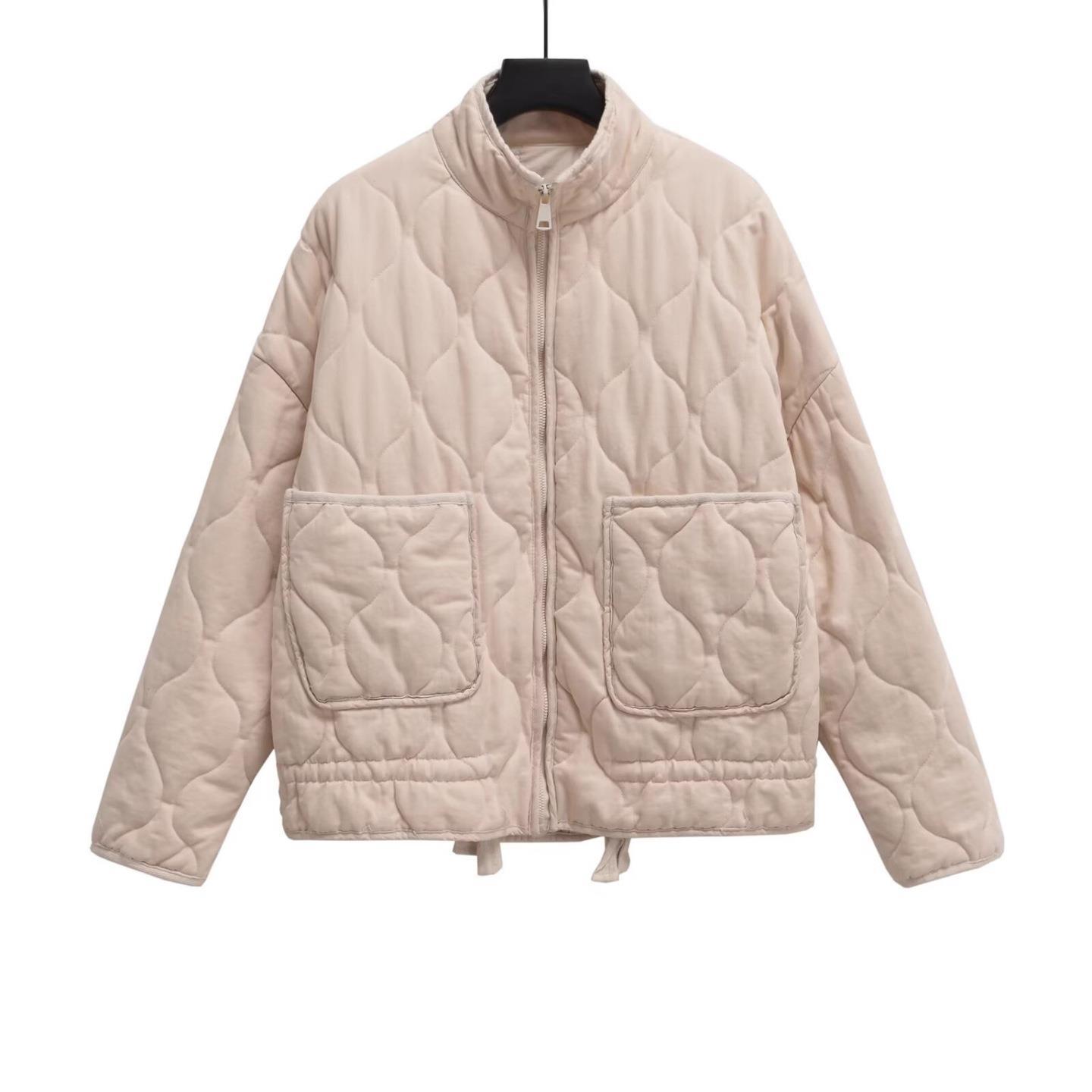 Women's Lace-Up Padded Coat with Pockets - 5 Colours