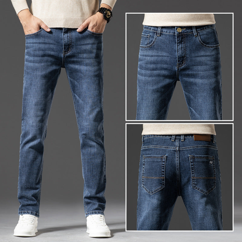 Men's Classic Straight-Leg Denim Jeans – Blue & Dark Blue