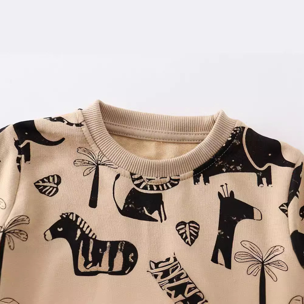 Boys' Cartoon Cotton Pullover Sweatshirt | Kids Autumn Winter Top