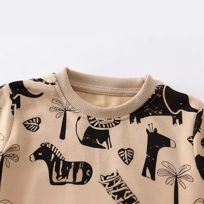 Boys' Cartoon Cotton Pullover Sweatshirt | Kids Autumn Winter Top