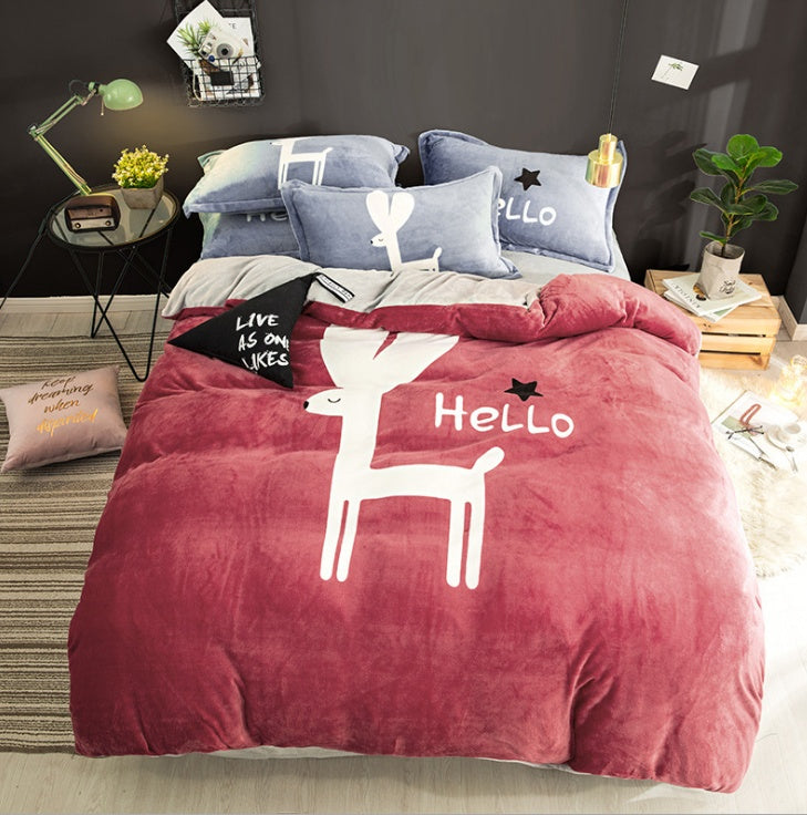French Velvet Flannel Bedding Set | 4 Piece | 19 Prints