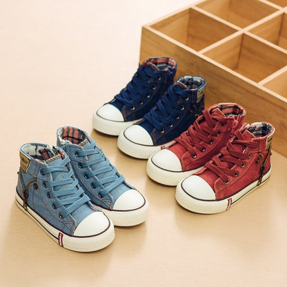 Kids' Breathable Denim Canvas Trainers – Casual Sport Shoes