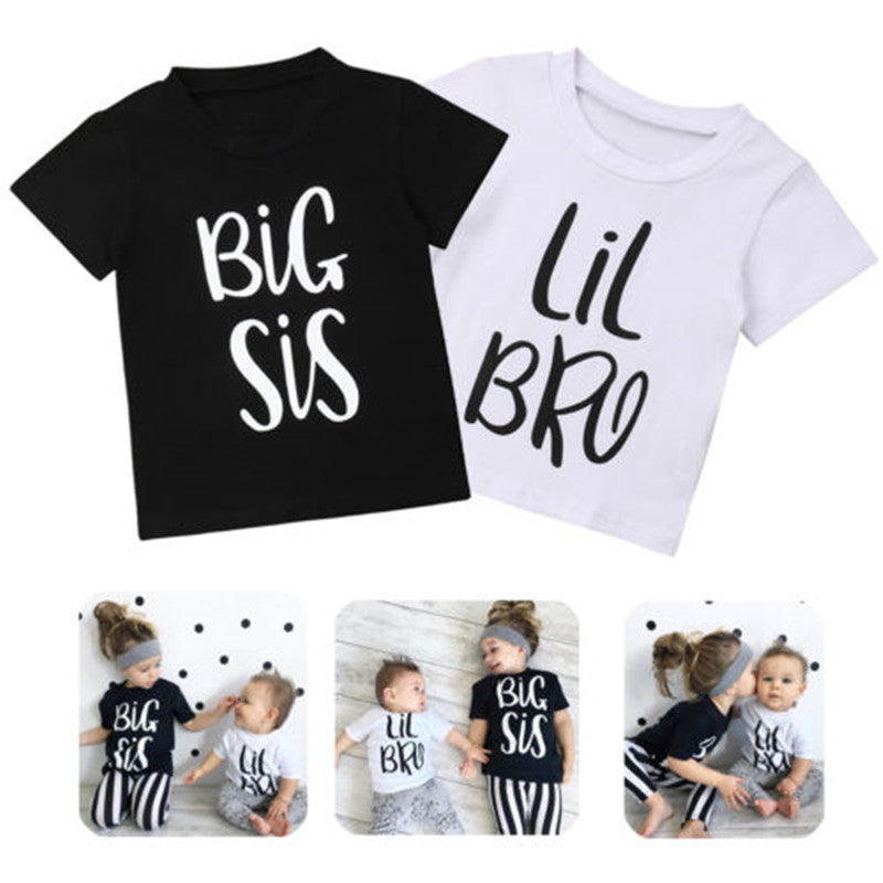 Kids Unisex Short Sleeve Print T-Shirt – White & Black