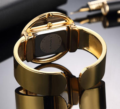 Women's Cuff Bangle Quartz Bracelet Watch | Adjustable Steel Band Dress Watch in 8 Finishes