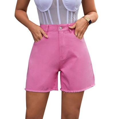 Women's High-Waist Loose Denim Shorts | Straight Leg | 12 Colours