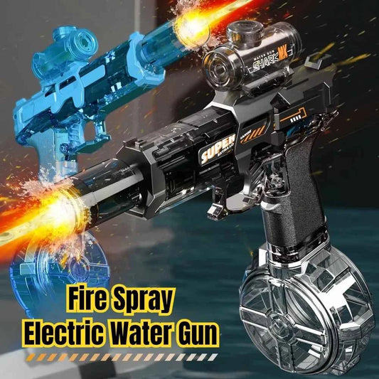 LED Lights Electric Water Guns Children Simulated Shooting Recoil Powerful Automatic Water Spray Gun Kids Summer Outdoor Toys