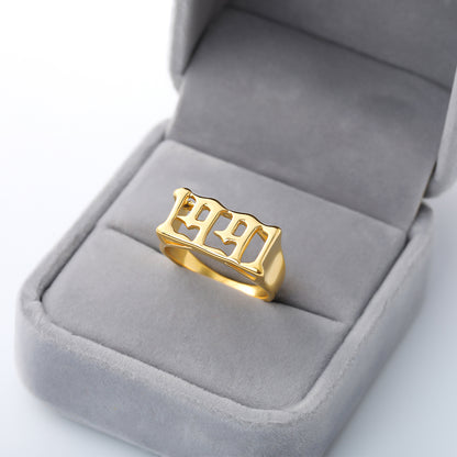 Unisex Birth Year Date Ring – Stainless Steel, Gold, Platinum & Rose Gold