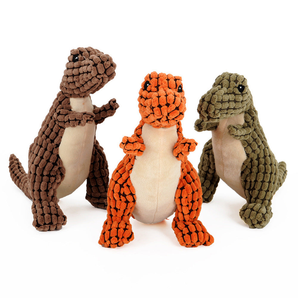 Dinosaur Plush Squeaky Dog Toy | Soft Corn Velvet Chew Toy 25cm & 50cm