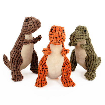 Dinosaur Plush Squeaky Dog Toy | Soft Corn Velvet Chew Toy 25cm & 50cm