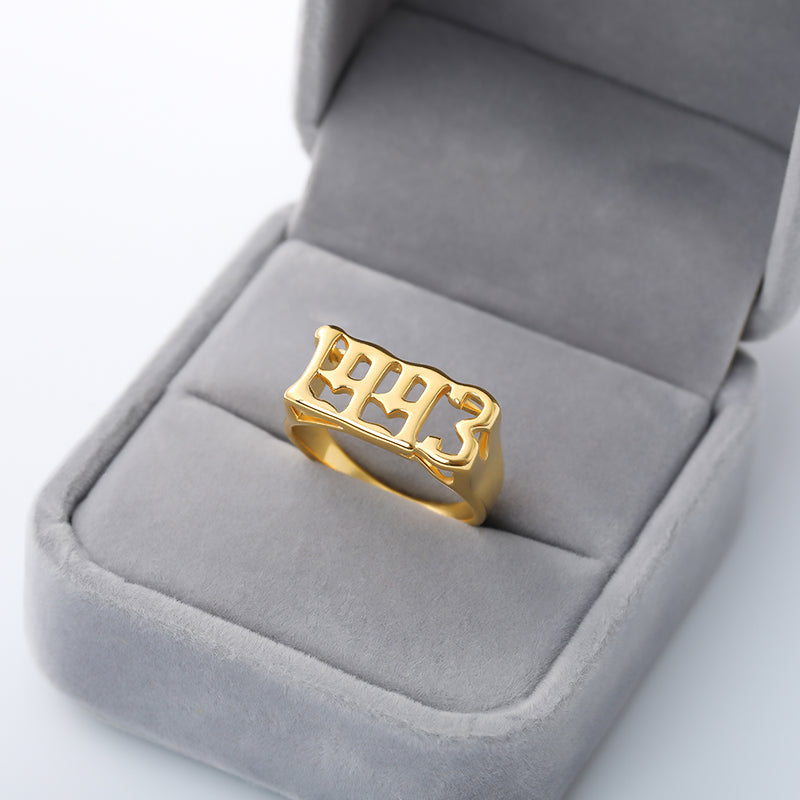 Unisex Birth Year Date Ring – Stainless Steel, Gold, Platinum & Rose Gold
