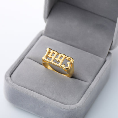 Unisex Birth Year Date Ring – Stainless Steel, Gold, Platinum & Rose Gold