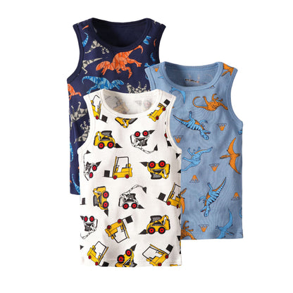 Children's Cartoon Print Knitted Vest | Sleeveless Cotton Top Ages 3–8