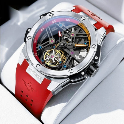Men's Mechanical Flywheel Watch | Open-Heart Dial | Silicone Strap