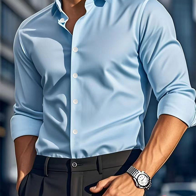 Men's Casual Solid Colour Long Sleeve Shirt | S–2XL