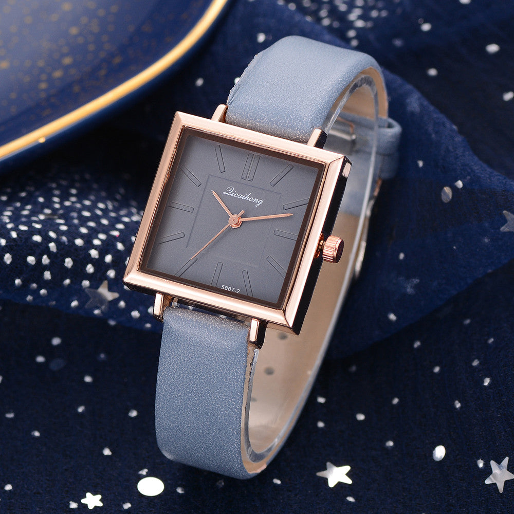 Women's Square Bracelet Quartz Watch | Crystal Leather Strap Dress Watch in 7 Colours