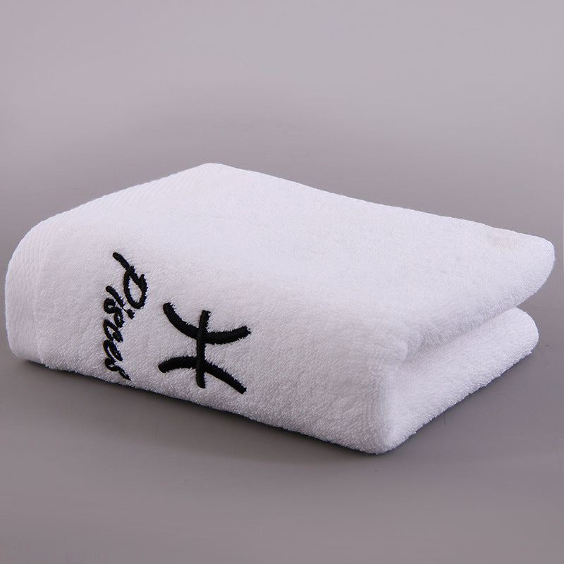 Zodiac Constellation Embroidered Cotton Towel | All 12 Star Signs | 2 Sizes