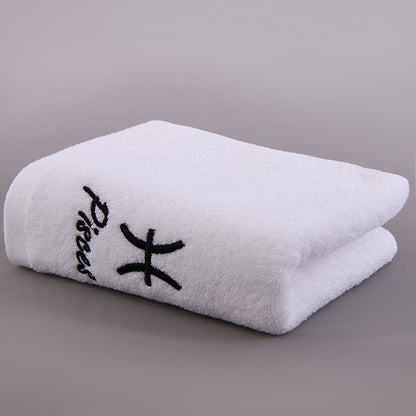 Zodiac Constellation Embroidered Cotton Towel | All 12 Star Signs | 2 Sizes