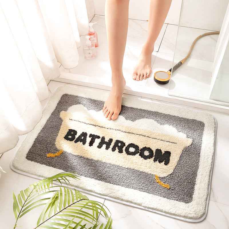 Absorbent Bathroom Floor Mat – Non-Slip Geometric Bath Rug