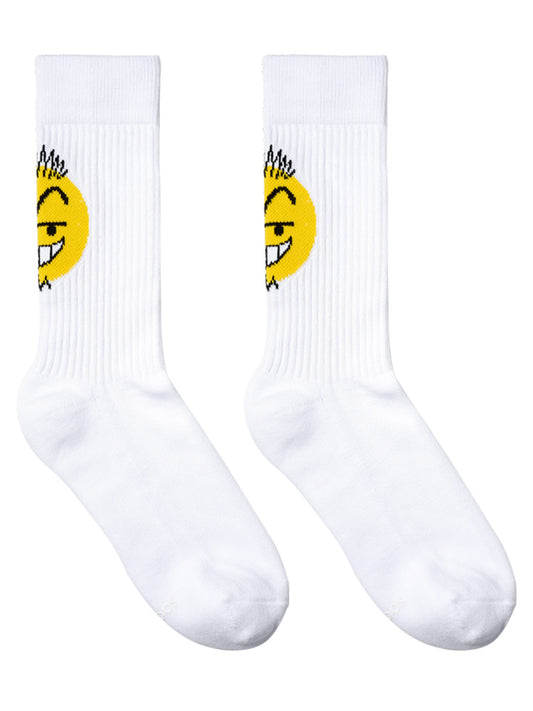 Men's White High-Tube Over-the-Calf Cotton Socks