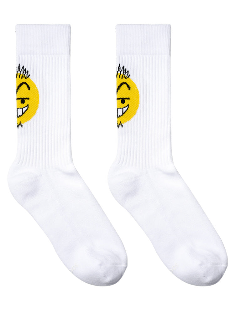 Men's White High-Tube Over-the-Calf Cotton Socks