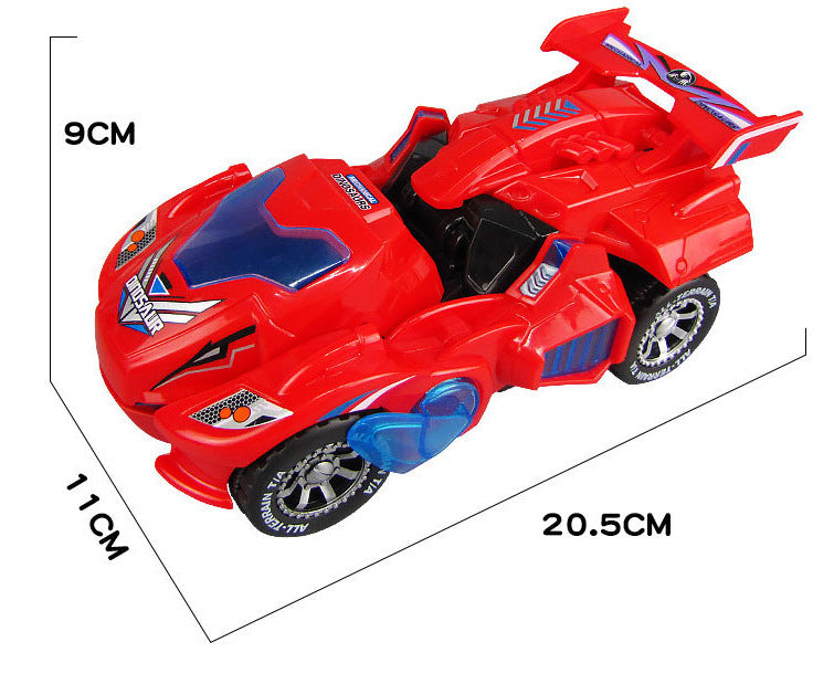 Electric Deformation Dinosaur Toy Car - Light Music Motion Control Blue Red Green