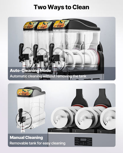 Commercial 3-Tank Slushy Machine – 3 × 15L Frozen Drink Maker | Bars & Cafes