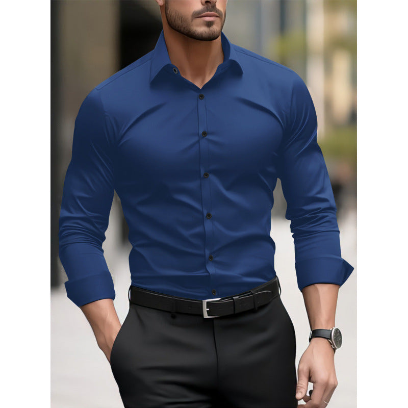 Men's Colour Block Slim Fit Long Sleeve Shirt | S–6XL